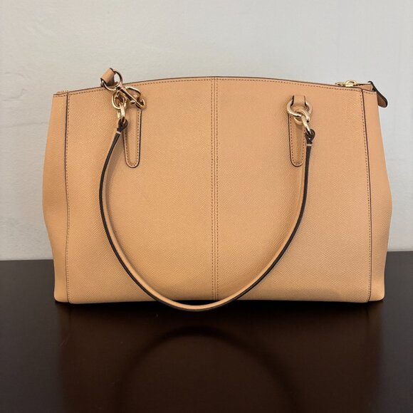 Coach Christie Carryall Tan Crossgrain Leather Satchel - Picture 3 of 13